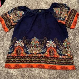 Vibrant Paisley Off the Shoulder Top